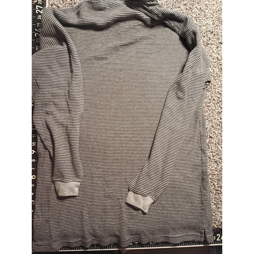 Fargo Clothing & Supply Co Mens XL Grey Striped Long Sleeve Quarter Zip Polo - Picture 7 of 8